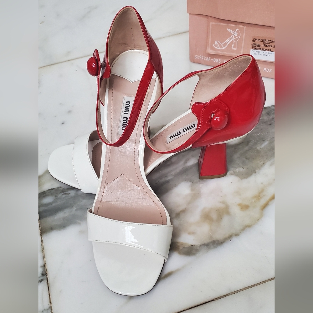 Miu Miu - 10.5 -Colorblock Pattern Patent Leather… - image 1